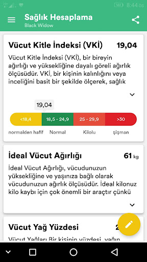 Vücut Kitle İndeksi (BMI) ve İ ekran görüntüsü