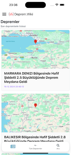 Deprem Wiki ekran görüntüsü