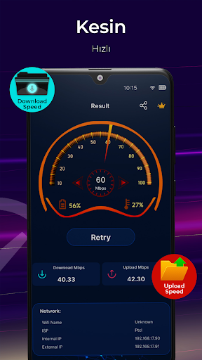 Internet hız testi - SpeedTest ekran görüntüsü