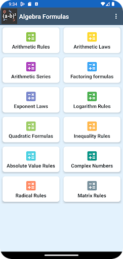 Math Formulas Algebra ekran görüntüsü