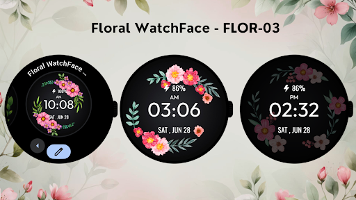 Floral WatchFace - FLOR-03 ekran görüntüsü