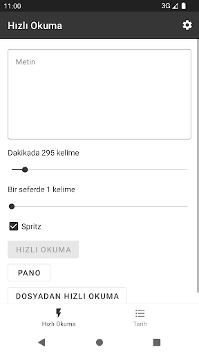 Hızlı Okuyucu ekran görüntüsü