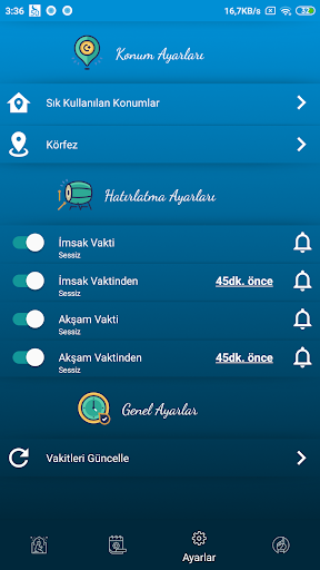 İmsakiye ekran görüntüsü