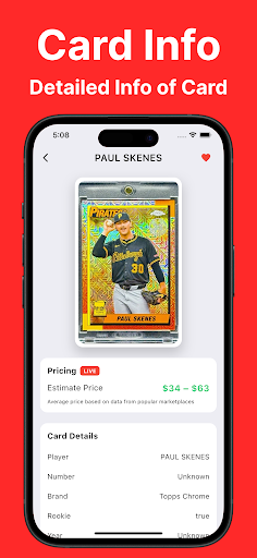 Baseball Card Scanner HitPrice ekran görüntüsü