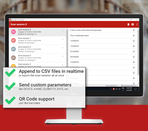 Barcode to PC: Wi-Fi scanner ekran görüntüsü