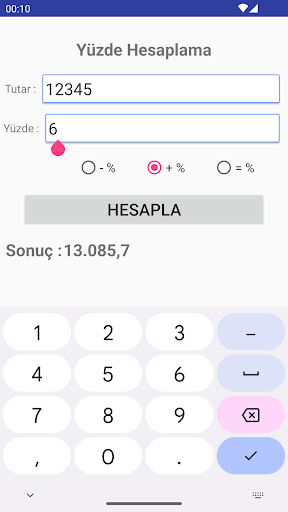 Yüzde Hesaplama ekran görüntüsü