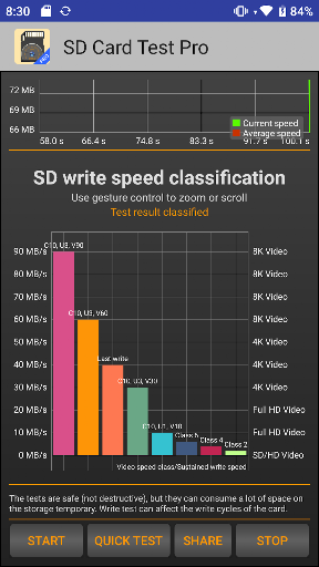 SD Card Test Pro ekran görüntüsü