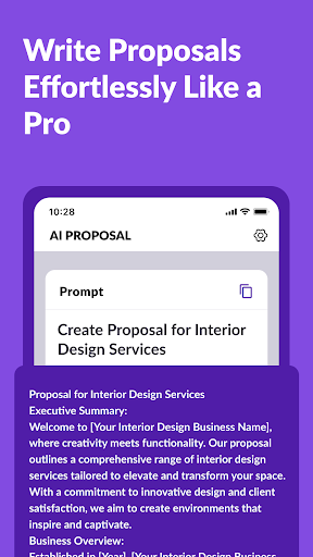 AI Proposal Writer, Generator ekran görüntüsü