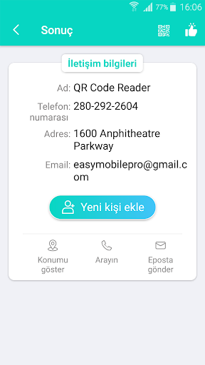 Kare kod ve Barkod Okuyucu ekran görüntüsü