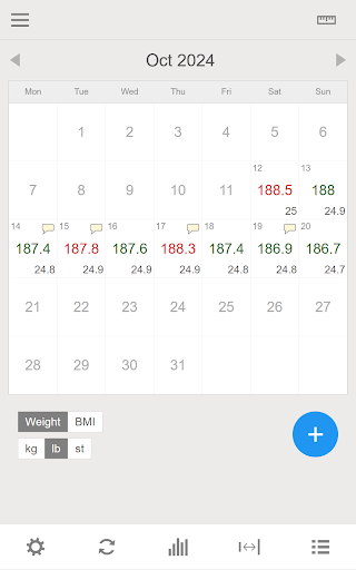 Weight & BMI Calendar ekran görüntüsü