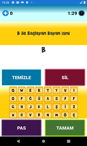 İsim Şehir Bitki Hayvan ekran görüntüsü