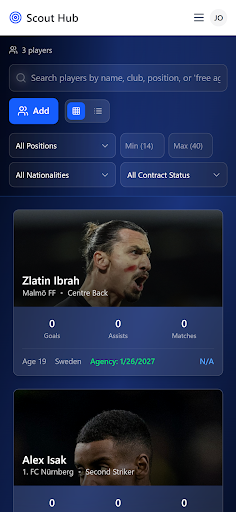 ScoutHub for football agents ekran görüntüsü