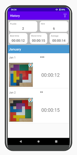 Calendar puzzle ekran görüntüsü
