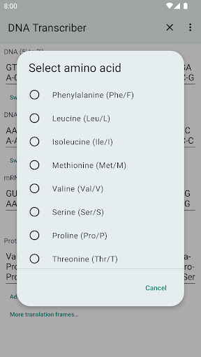 DNA-RNA-Protein Transcriber ekran görüntüsü