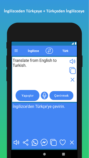 İngilizce Türkçe çeviri ekran görüntüsü