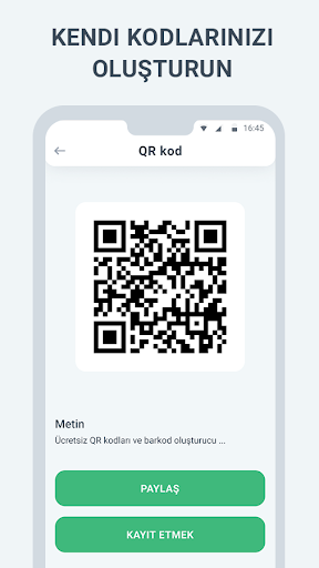 QR kodu ve barkod tarayıcı, ok ekran görüntüsü