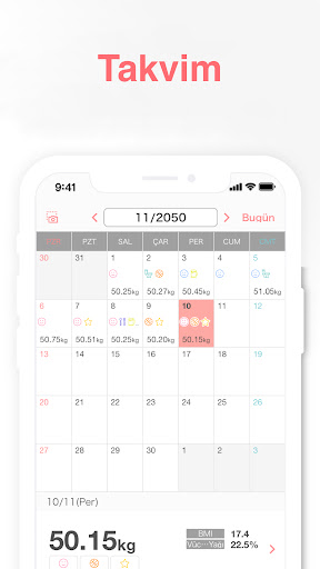 SmartDiet Kilo Takibi, Kontrol ekran görüntüsü
