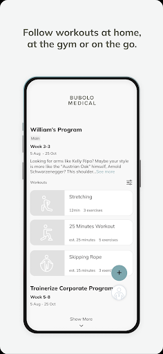 Bubolo Medical Trainerize ekran görüntüsü