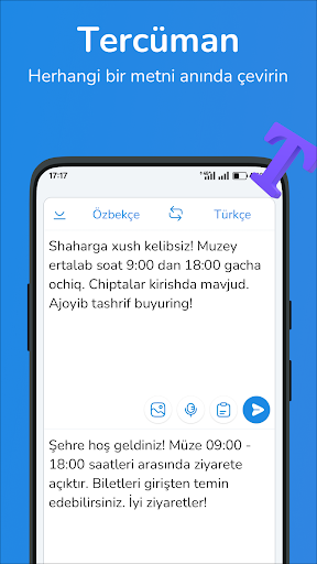 Türkçe-Özbekçe çevirici ekran görüntüsü
