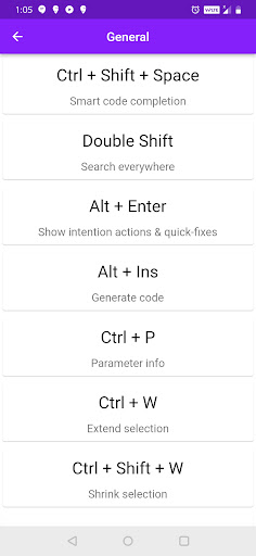 Android Studio Shortcuts ekran görüntüsü