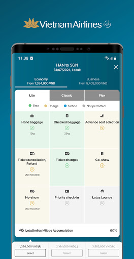 Vietnam Airlines ekran görüntüsü