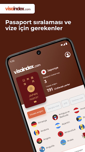 Visa Index ekran görüntüsü