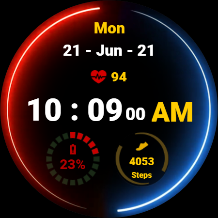 Neon Blue Red Watch Face ekran görüntüsü