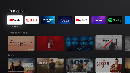 Google TV Home ekran görüntüsü