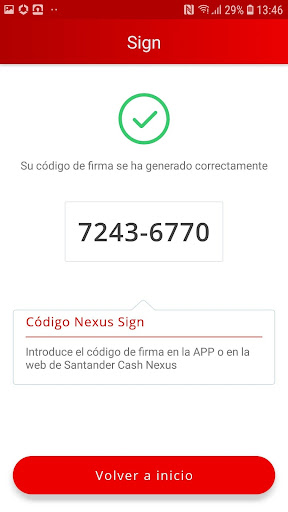 Santander Cash Nexus Sign ekran görüntüsü