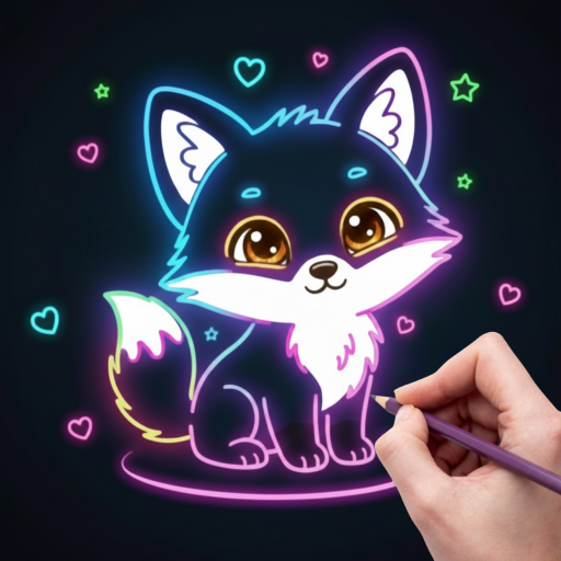 Neon Doodle Drawing: Glow Art