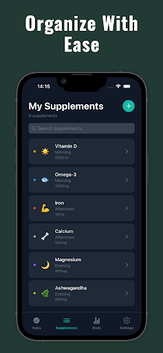 Supplement Tracker - Daily Log ekran görüntüsü