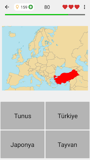 Tüm ülkelerin haritaları Sınav ekran görüntüsü