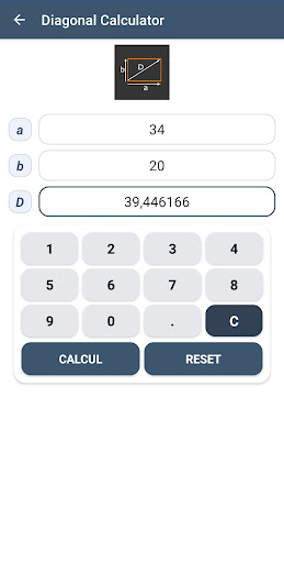 Pythagorean theorem calculator ekran görüntüsü