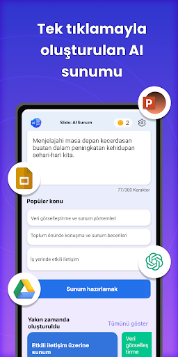 Slaytlar: AI Sunum Oluşturucu ekran görüntüsü