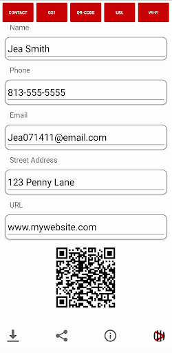 QR-Code Contact Info Generator ekran görüntüsü