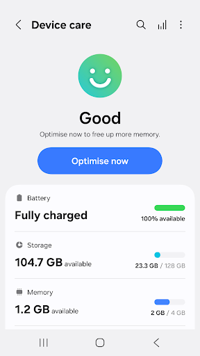 Device Care ekran görüntüsü