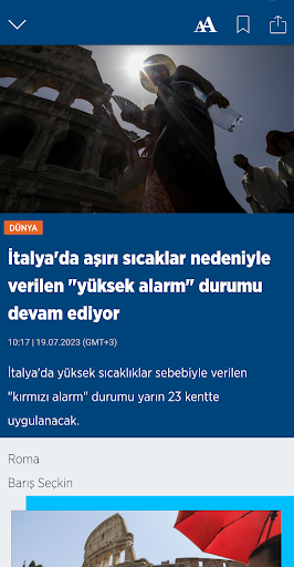Anadolu Ajansı ekran görüntüsü