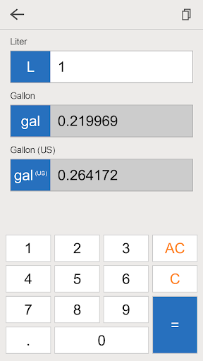 gallon liter converter pro ekran görüntüsü