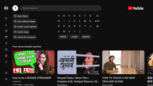 YouTube for Android TV ekran görüntüsü