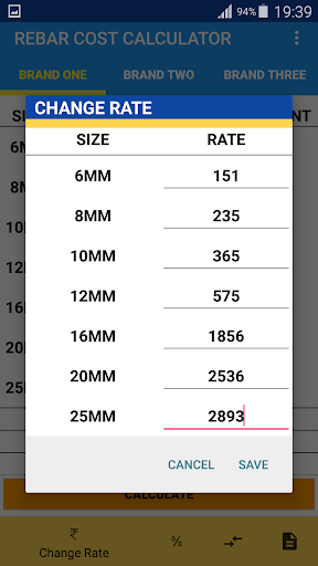Steel TMT RebarCost Calculator ekran görüntüsü