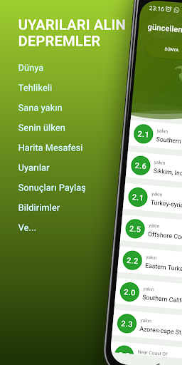 Yakınımdaki Depremler ekran görüntüsü