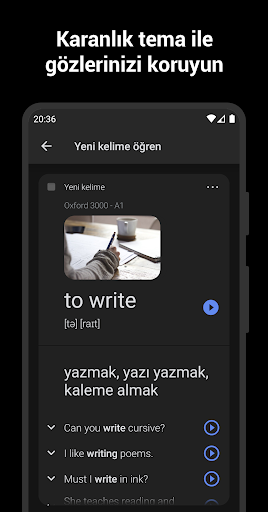 İngilizce kelime öğrenme ekran görüntüsü