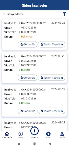 Detay e-İrsaliye ekran görüntüsü