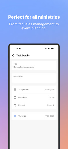 Planning Center Tasks ekran görüntüsü