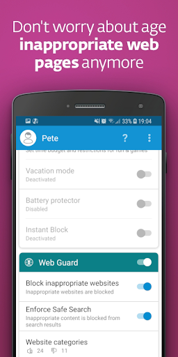 ESET Parental Control ekran görüntüsü
