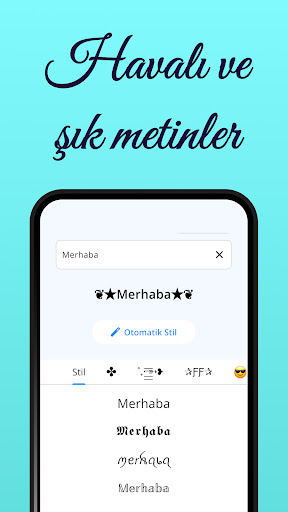 Şık metin ekran görüntüsü