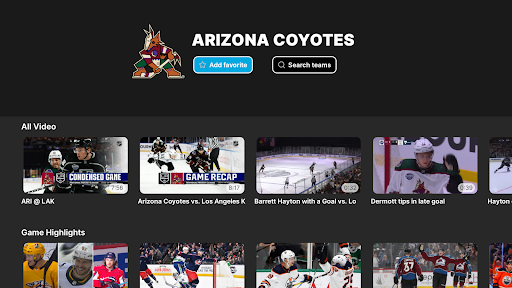 NHL ekran görüntüsü