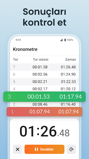 Kronometre + Zamanlayıcı: Saat ekran görüntüsü
