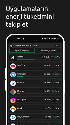 Battery One: Pil şarj bilgisi ekran görüntüsü