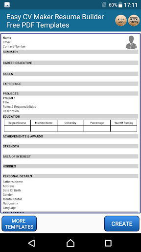 CV Maker Resume PDF Editor ekran görüntüsü